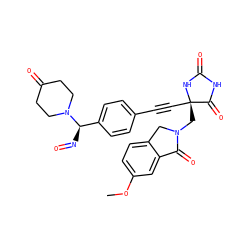 COc1ccc2c(c1)C(=O)N(C[C@@]1(C#Cc3ccc([C@@H](N=O)N4CCC(=O)CC4)cc3)NC(=O)NC1=O)C2 ZINC000169694542