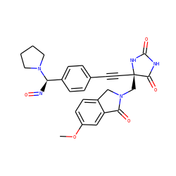 COc1ccc2c(c1)C(=O)N(C[C@@]1(C#Cc3ccc([C@@H](N=O)N4CCCC4)cc3)NC(=O)NC1=O)C2 ZINC000169694538