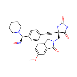 COc1ccc2c(c1)C(=O)N(C[C@@]1(C#Cc3ccc([C@@H](N=O)N4CCCCC4)cc3)NC(=O)NC1=O)C2 ZINC000169694544