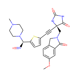 COc1ccc2c(c1)C(=O)N(C[C@@]1(C#Cc3ccc([C@@H](N=O)N4CCN(C)CC4)s3)NC(=O)NC1=O)C2 ZINC000169694546