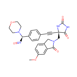 COc1ccc2c(c1)C(=O)N(C[C@@]1(C#Cc3ccc([C@@H](N=O)N4CCOCC4)cc3)NC(=O)NC1=O)C2 ZINC000169694536