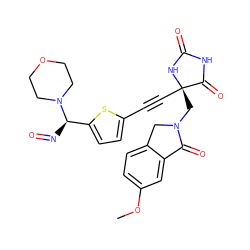 COc1ccc2c(c1)C(=O)N(C[C@@]1(C#Cc3ccc([C@@H](N=O)N4CCOCC4)s3)NC(=O)NC1=O)C2 ZINC000169694548