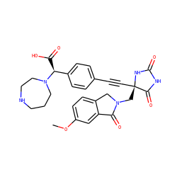 COc1ccc2c(c1)C(=O)N(C[C@@]1(C#Cc3ccc([C@H](C(=O)O)N4CCCNCC4)cc3)NC(=O)NC1=O)C2 ZINC000149821087