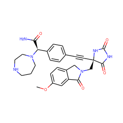 COc1ccc2c(c1)C(=O)N(C[C@@]1(C#Cc3ccc([C@H](C(N)=O)N4CCCNCC4)cc3)NC(=O)NC1=O)C2 ZINC000149821835