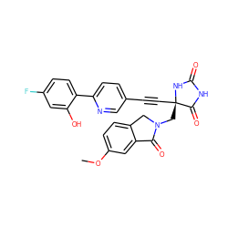 COc1ccc2c(c1)C(=O)N(C[C@@]1(C#Cc3ccc(-c4ccc(F)cc4O)nc3)NC(=O)NC1=O)C2 ZINC000096173612