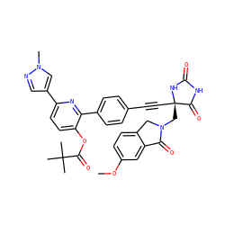 COc1ccc2c(c1)C(=O)N(C[C@@]1(C#Cc3ccc(-c4nc(-c5cnn(C)c5)ccc4OC(=O)C(C)(C)C)cc3)NC(=O)NC1=O)C2 ZINC000163979793