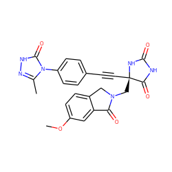 COc1ccc2c(c1)C(=O)N(C[C@@]1(C#Cc3ccc(-n4c(C)n[nH]c4=O)cc3)NC(=O)NC1=O)C2 ZINC000096173641