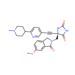 COc1ccc2c(c1)C(=O)N(C[C@@]1(C#Cc3ccc(C4CCN(C)CC4)nc3)NC(=O)NC1=O)C2 ZINC000096173526