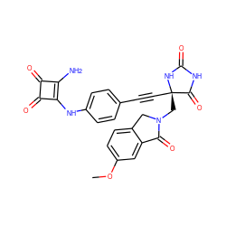 COc1ccc2c(c1)C(=O)N(C[C@@]1(C#Cc3ccc(Nc4c(N)c(=O)c4=O)cc3)NC(=O)NC1=O)C2 ZINC000100628880