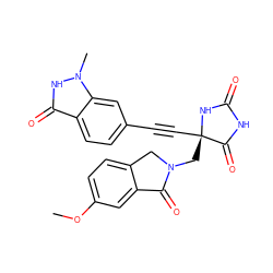 COc1ccc2c(c1)C(=O)N(C[C@@]1(C#Cc3ccc4c(=O)[nH]n(C)c4c3)NC(=O)NC1=O)C2 ZINC000096173520