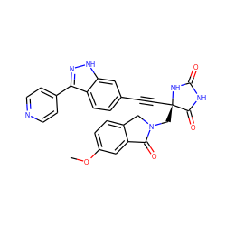 COc1ccc2c(c1)C(=O)N(C[C@@]1(C#Cc3ccc4c(-c5ccncc5)n[nH]c4c3)NC(=O)NC1=O)C2 ZINC000096173525