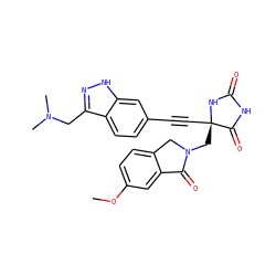 COc1ccc2c(c1)C(=O)N(C[C@@]1(C#Cc3ccc4c(CN(C)C)n[nH]c4c3)NC(=O)NC1=O)C2 ZINC000096173524