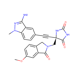 COc1ccc2c(c1)C(=O)N(C[C@@]1(C#Cc3ccc4c(c3)c(N)nn4C)NC(=O)NC1=O)C2 ZINC000096173516