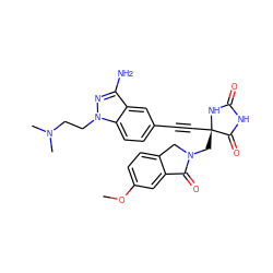 COc1ccc2c(c1)C(=O)N(C[C@@]1(C#Cc3ccc4c(c3)c(N)nn4CCN(C)C)NC(=O)NC1=O)C2 ZINC000096173515