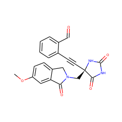 COc1ccc2c(c1)C(=O)N(C[C@@]1(C#Cc3ccccc3C=O)NC(=O)NC1=O)C2 ZINC000149667506