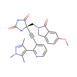 COc1ccc2c(c1)C(=O)N(C[C@@]1(C#Cc3cccnc3-c3c(C)nn(C)c3C)NC(=O)NC1=O)C2 ZINC000167584377