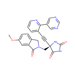 COc1ccc2c(c1)C(=O)N(C[C@@]1(C#Cc3cccnc3-c3cncnc3)NC(=O)NC1=O)C2 ZINC000096173813