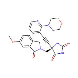 COc1ccc2c(c1)C(=O)N(C[C@@]1(C#Cc3cccnc3N3CCOCC3)NC(=O)NC1=O)C2 ZINC000096173811