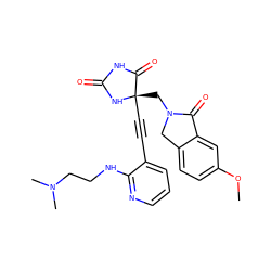 COc1ccc2c(c1)C(=O)N(C[C@@]1(C#Cc3cccnc3NCCN(C)C)NC(=O)NC1=O)C2 ZINC000167642908