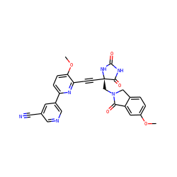 COc1ccc2c(c1)C(=O)N(C[C@@]1(C#Cc3nc(-c4cncc(C#N)c4)ccc3OC)NC(=O)NC1=O)C2 ZINC000167591444