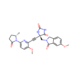 COc1ccc2c(c1)C(=O)N(C[C@@]1(C#Cc3nc(N4C(=O)CC[C@@H]4C)ccc3OC)NC(=O)NC1=O)C2 ZINC000167591882