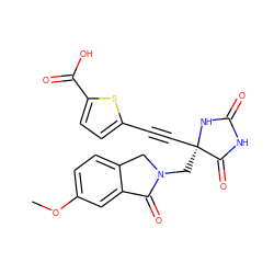 COc1ccc2c(c1)C(=O)N(C[C@]1(C#Cc3ccc(C(=O)O)s3)NC(=O)NC1=O)C2 ZINC000096173729