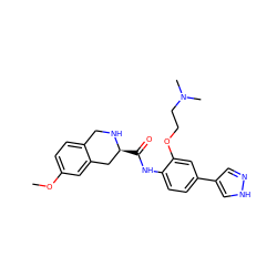 COc1ccc2c(c1)C[C@H](C(=O)Nc1ccc(-c3cn[nH]c3)cc1OCCN(C)C)NC2 ZINC000058568630