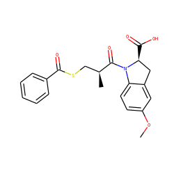 COc1ccc2c(c1)C[C@H](C(=O)O)N2C(=O)[C@@H](C)CSC(=O)c1ccccc1 ZINC000027319266