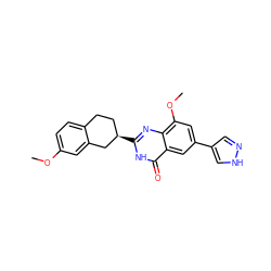COc1ccc2c(c1)C[C@H](c1nc3c(OC)cc(-c4cn[nH]c4)cc3c(=O)[nH]1)CC2 ZINC000066074386
