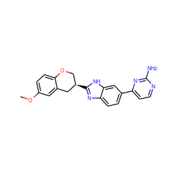 COc1ccc2c(c1)C[C@H](c1nc3ccc(-c4ccnc(N)n4)cc3[nH]1)CO2 ZINC000040379538