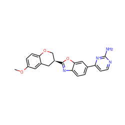 COc1ccc2c(c1)C[C@H](c1nc3ccc(-c4ccnc(N)n4)cc3o1)CO2 ZINC000040861944