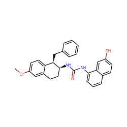 COc1ccc2c(c1)CC[C@H](NC(=O)Nc1cccc3ccc(O)cc13)[C@@H]2Cc1ccccc1 ZINC000028958972