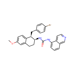 COc1ccc2c(c1)CC[C@H](NC(=O)Nc1cccc3cnccc13)[C@@H]2Cc1ccc(Br)cc1 ZINC000028959428