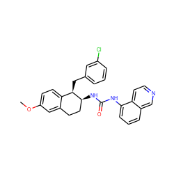 COc1ccc2c(c1)CC[C@H](NC(=O)Nc1cccc3cnccc13)[C@@H]2Cc1cccc(Cl)c1 ZINC000028959457