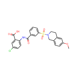 COc1ccc2c(c1)CCN(S(=O)(=O)c1cccc(C(=O)Nc3ccc(Cl)cc3C(=O)O)c1)C2 ZINC000040976330