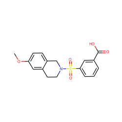 COc1ccc2c(c1)CCN(S(=O)(=O)c1cccc(C(=O)O)c1)C2 ZINC000095553754