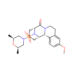 COc1ccc2c(c1)CCN1C(=O)[C@H]3CCC[C@@H]([C@@H]21)N3S(=O)(=O)N1C[C@H](C)O[C@H](C)C1 ZINC000013681443