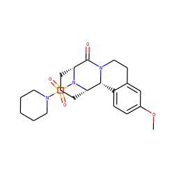 COc1ccc2c(c1)CCN1C(=O)[C@H]3CCC[C@@H]([C@@H]21)N3S(=O)(=O)N1CCCCC1 ZINC000013681470