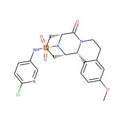 COc1ccc2c(c1)CCN1C(=O)[C@H]3CCC[C@@H]([C@@H]21)N3S(=O)(=O)Nc1ccc(Cl)nc1 ZINC000013681466