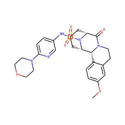 COc1ccc2c(c1)CCN1C(=O)[C@H]3CCC[C@@H]([C@@H]21)N3S(=O)(=O)Nc1ccc(N2CCOCC2)nc1 ZINC000013681481