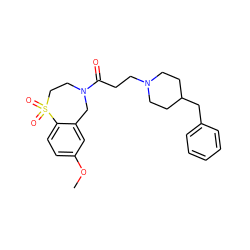 COc1ccc2c(c1)CN(C(=O)CCN1CCC(Cc3ccccc3)CC1)CCS2(=O)=O ZINC000035283511