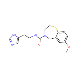 COc1ccc2c(c1)CN(C(=O)NCCc1cnc[nH]1)CCS2 ZINC000141373214