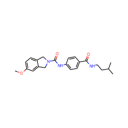 COc1ccc2c(c1)CN(C(=O)Nc1ccc(C(=O)NCCC(C)C)cc1)C2 ZINC000167310346