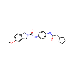 COc1ccc2c(c1)CN(C(=O)Nc1ccc(NC(=O)CC3CCCC3)cc1)C2 ZINC000166252931