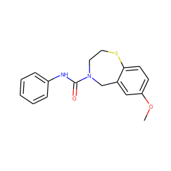 COc1ccc2c(c1)CN(C(=O)Nc1ccccc1)CCS2 ZINC000035283054