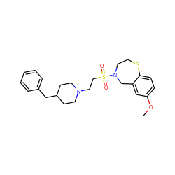COc1ccc2c(c1)CN(S(=O)(=O)CCN1CCC(Cc3ccccc3)CC1)CCS2 ZINC000035282557