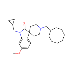 COc1ccc2c(c1)N(CC1CC1)C(=O)C21CCN(CC2CCCCCCC2)CC1 ZINC000028528118