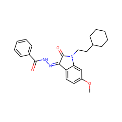 COc1ccc2c(c1)N(CCC1CCCCC1)C(=O)/C2=N\NC(=O)c1ccccc1 ZINC000040975506