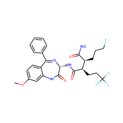 COc1ccc2c(c1)NC(=O)[C@@H](NC(=O)[C@H](CCC(F)(F)F)[C@H](CCCF)C(N)=O)N=C2c1ccccc1 ZINC000205760538