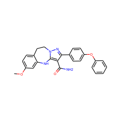 COc1ccc2c(c1)Nc1c(C(N)=O)c(-c3ccc(Oc4ccccc4)cc3)nn1CC2 ZINC000045339003